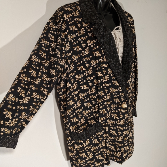 Vintage 1980s flower-print business jacket - Picture 4 of 5